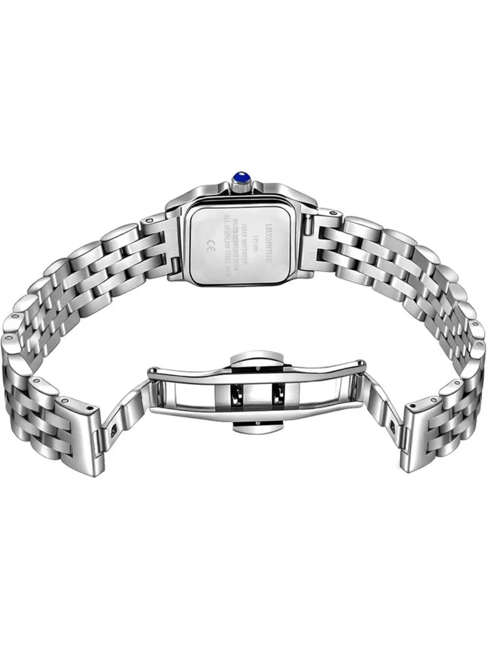 Women's  Silver with Silver Chain Vintage Rectangular Case Fashion Wrist Watches